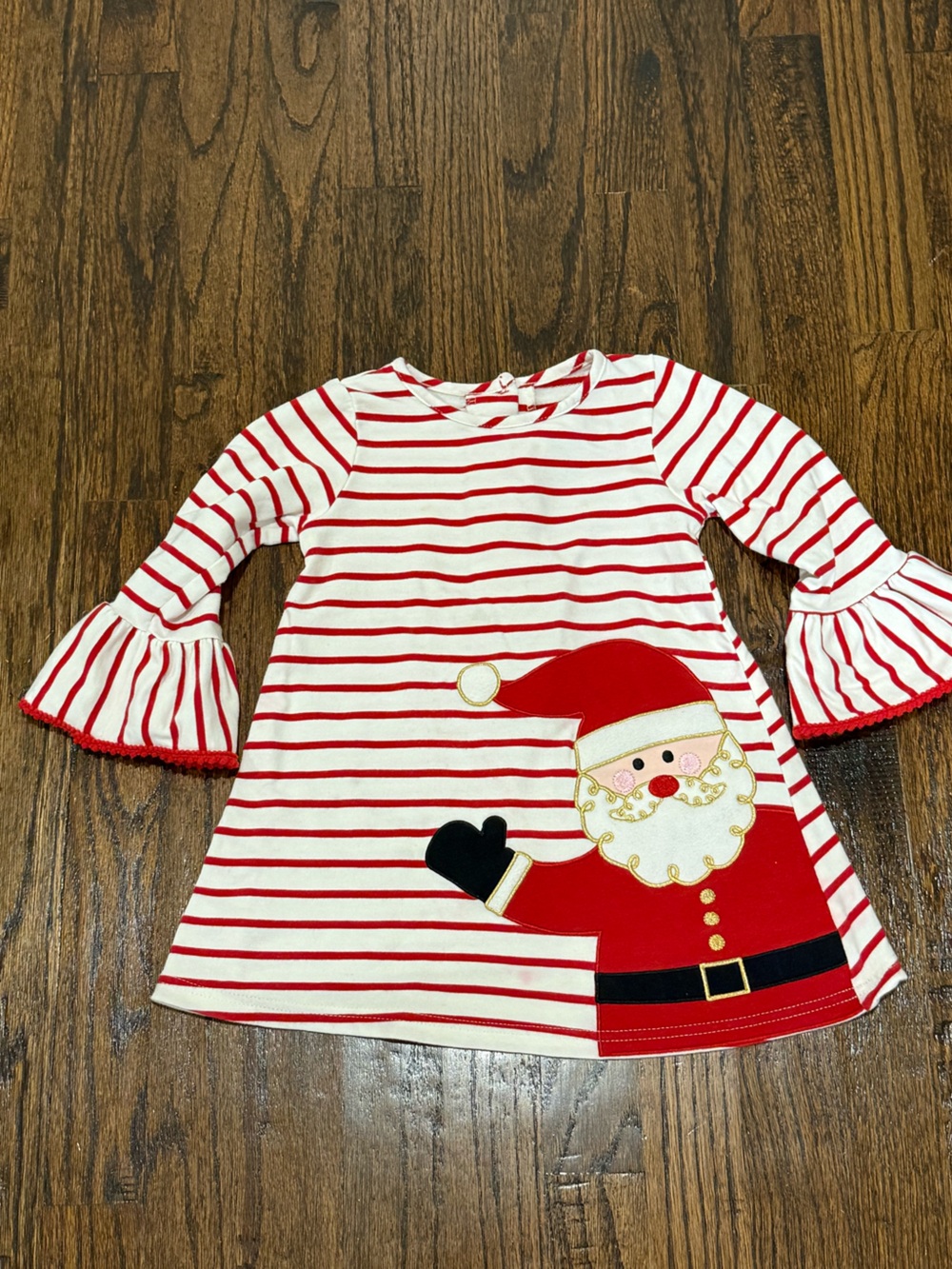 Girls Christmas Striped Santa Dress Good Lad 2T Bell Sleeve